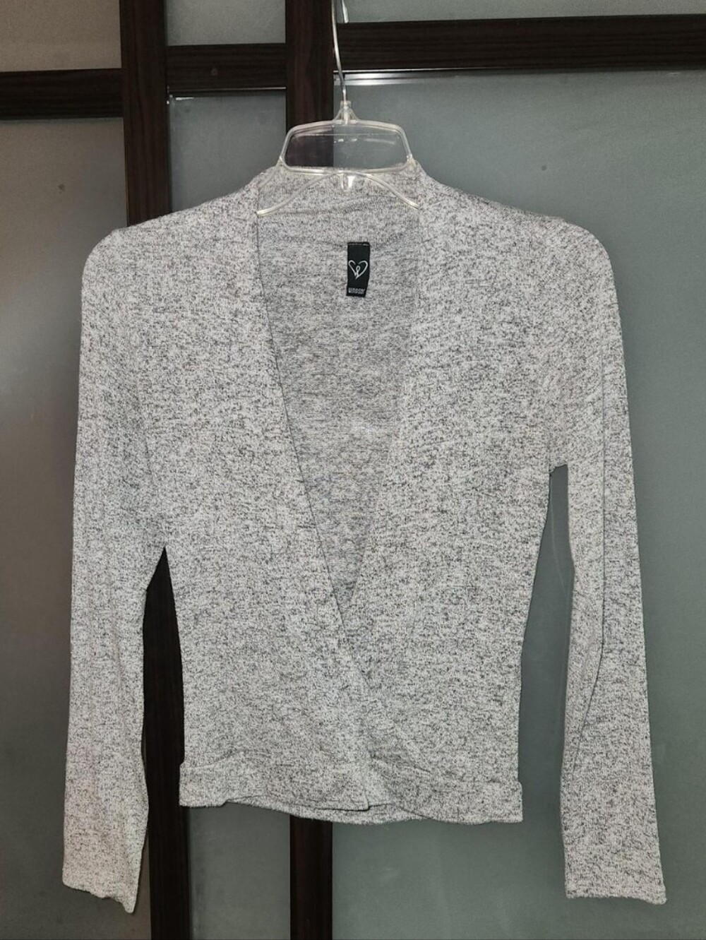 Grey Marled Long-Sleeve Women's Top